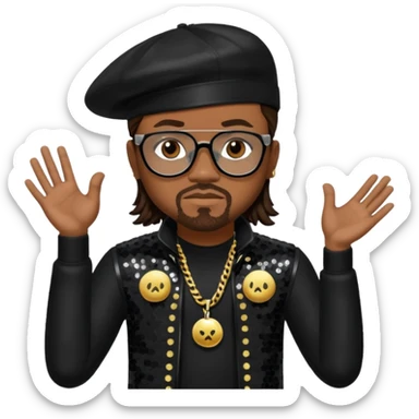 Apl.de.ap from Black Eyed Peas with dark brown hair, black sequin outfit  sticker