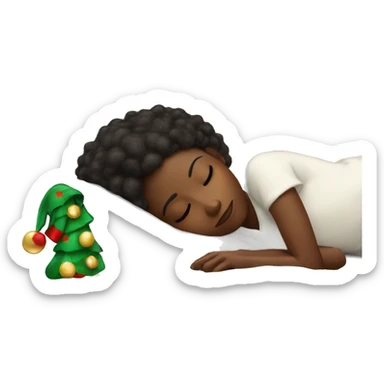 Black girl sleeping with a elf on the shelf next to her sticker