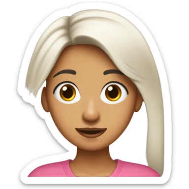 Adolescente morena con cabello liso y corona rosada quiñando el ojo y sancando la lengua sticker