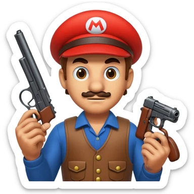 Mario with a gun sticker