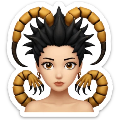 woman with a scorpion-shaped hairstyle sticker