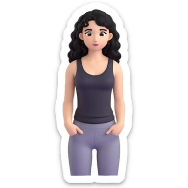 A girl with long, curly black hair wearing a thin black tank top is a K-pop idol. sticker
