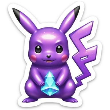 glitter purple pikachu sticker