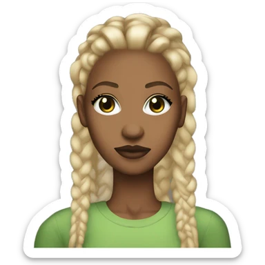 pretty black woman blonde cornrows green almond eyes full lips sticker