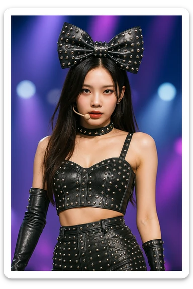 kpop stage bow with metallic studs, edgy and stylish sticker