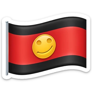 A wawy black and red rectangle with medium sized yellow circle in the middle flag sticker