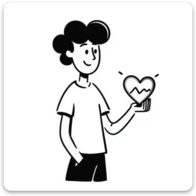 Handsome boyfriend figure with heart, casual style sticker