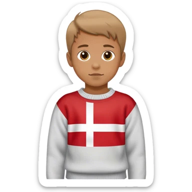 boy in the sweater with danish flag sticker