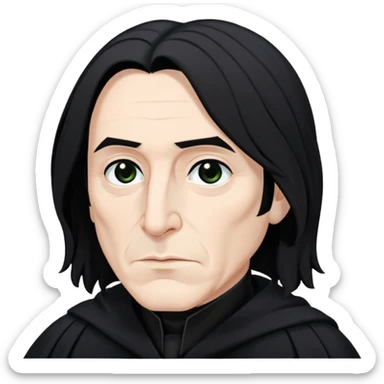 Severus Snape with black hair, hooked nose, dark eyes, wearing black robes sticker