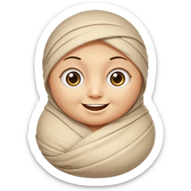 Mummy Cartoon: Chubby, friendly-looking mummy with oversized eyes and loose wrappings
 sticker