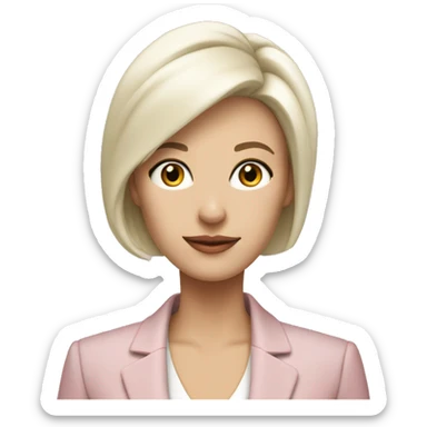 a 40 years old business woman in finance with very short platinum blonde hair wearing pale pink blazer sticker