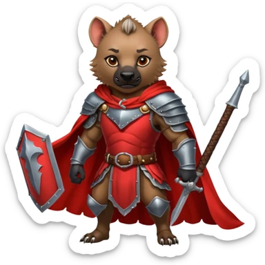 Strong hyena knight warrior with red cape  sticker
