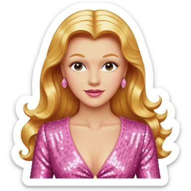 Ginger Rogers with long golden blonde hair, pink sequin outfit  sticker