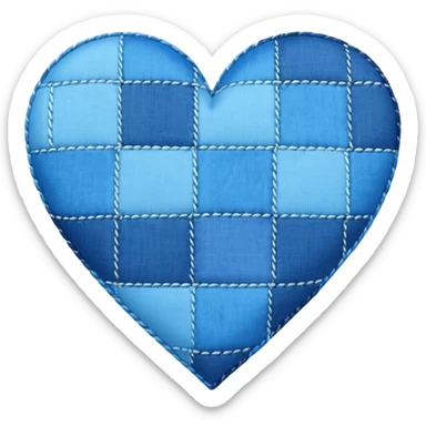 blue heart with a patchwork pattern sticker