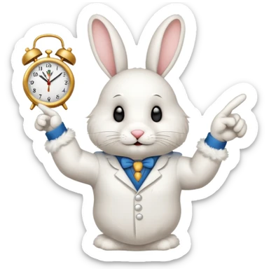 rabbit pointint time on clock  sticker