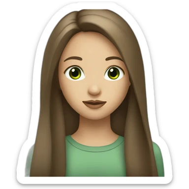 girl with long straight brown hair big green eyes full lips sticker