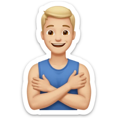 arms crossed holding neck laughing guy  sticker