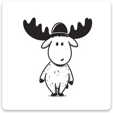 Hand drawn doodle style moose sticker