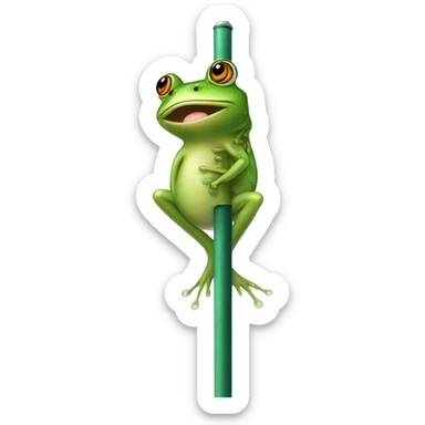 Frog tadpoles while on a pole sticker