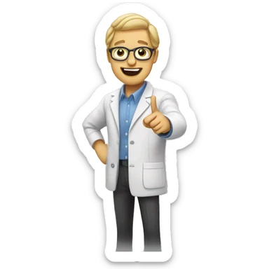 physical science teacher pointing sticker