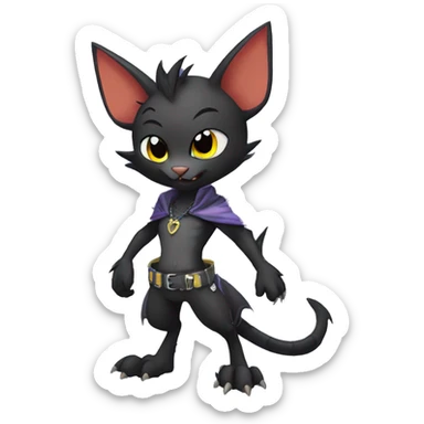 Black Anthro Cool Punk Bat-Cat-Fakemon Full Body sticker