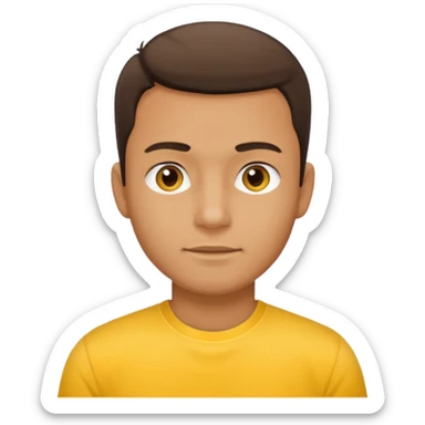 a standard man wearing a t-shirt, yellow, face and shoulders sticker