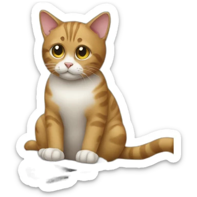 cat dramatically typing on a laptop sticker