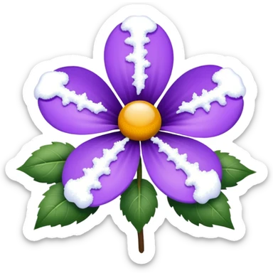 purple flower with snow sticker