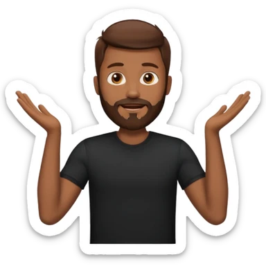 A man with brown hair and beard with his arms open wide waiting for a hug sticker