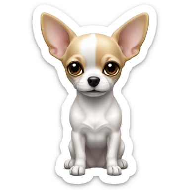 Perrito chihuahua color blanco completamente con lengüita de fuera y orejas hacia abajo sticker