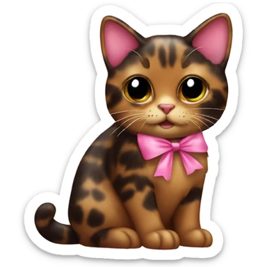 Tortoiseshell cat with a pink bow  sticker
