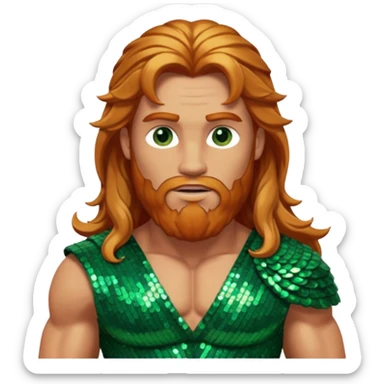 Hercules, God of Heroes from Gods and Goddesses with long reddish blonde hair, bronze and green sequin outfit sticker