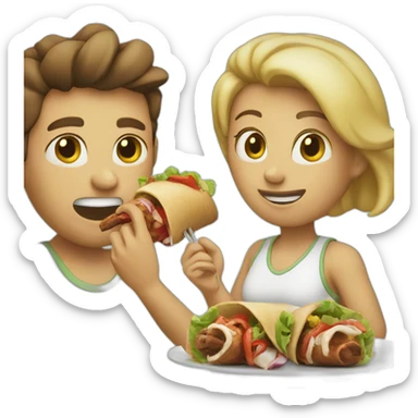 Two person eating kebab sticker