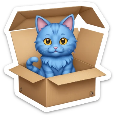 blue cat in box sticker