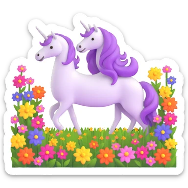 unicorn in a field of flowers sticker