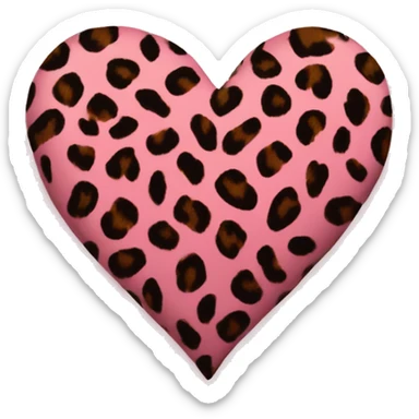 leopard print heart pink sticker