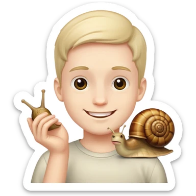  A boy having a snail face sticker