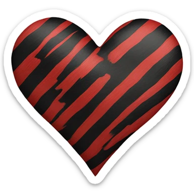 Red black stripe heart sticker