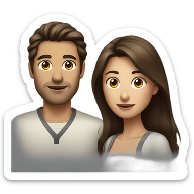 Dark brown hair man and brown long hair woman sticker