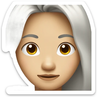 asian, a litttle square face, long hair sticker