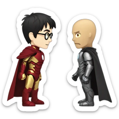 Harry Potter fight with ironman face to face sticker