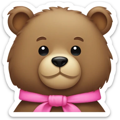bear with a pink bow around the neck sticker