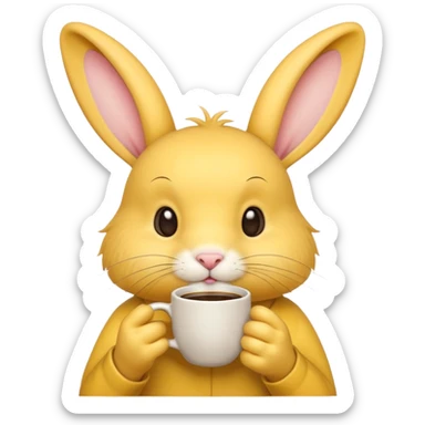 yellow rabbit with coffee sticker