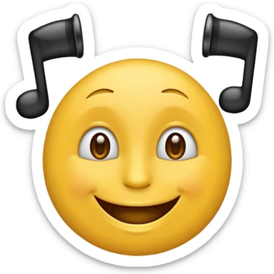 un emoji qui écoute de la musique  avec un léger sourire sticker