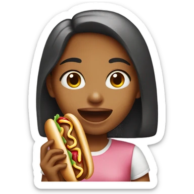 Girl eating hotdog  sticker