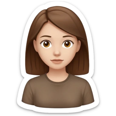 Pale girl brown hair and wearing brown shirt  sticker