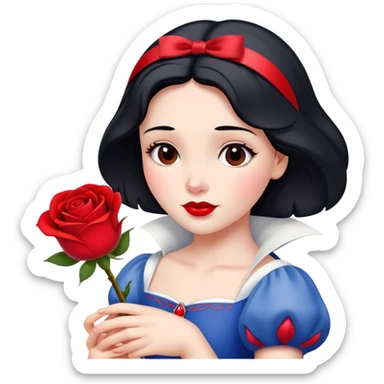 Snow White princess holding a red rose sticker