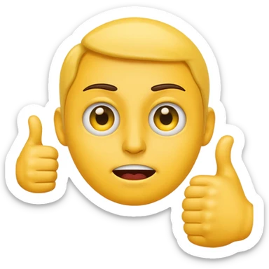 Emoji face stressed out with one eye quivering and a thumbs up sticking out sticker