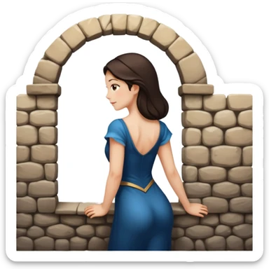 Female back arched in moonlight, skin glowing against stone walls sticker