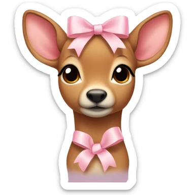 light brown fawn with a light pink ribbon on head sticker